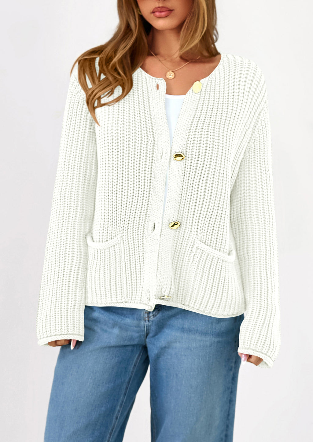 Cardigan Sweaters for Women Trendy Oversized Knit Chunky Button Cardigans Fall Winter Outfits with Pockets