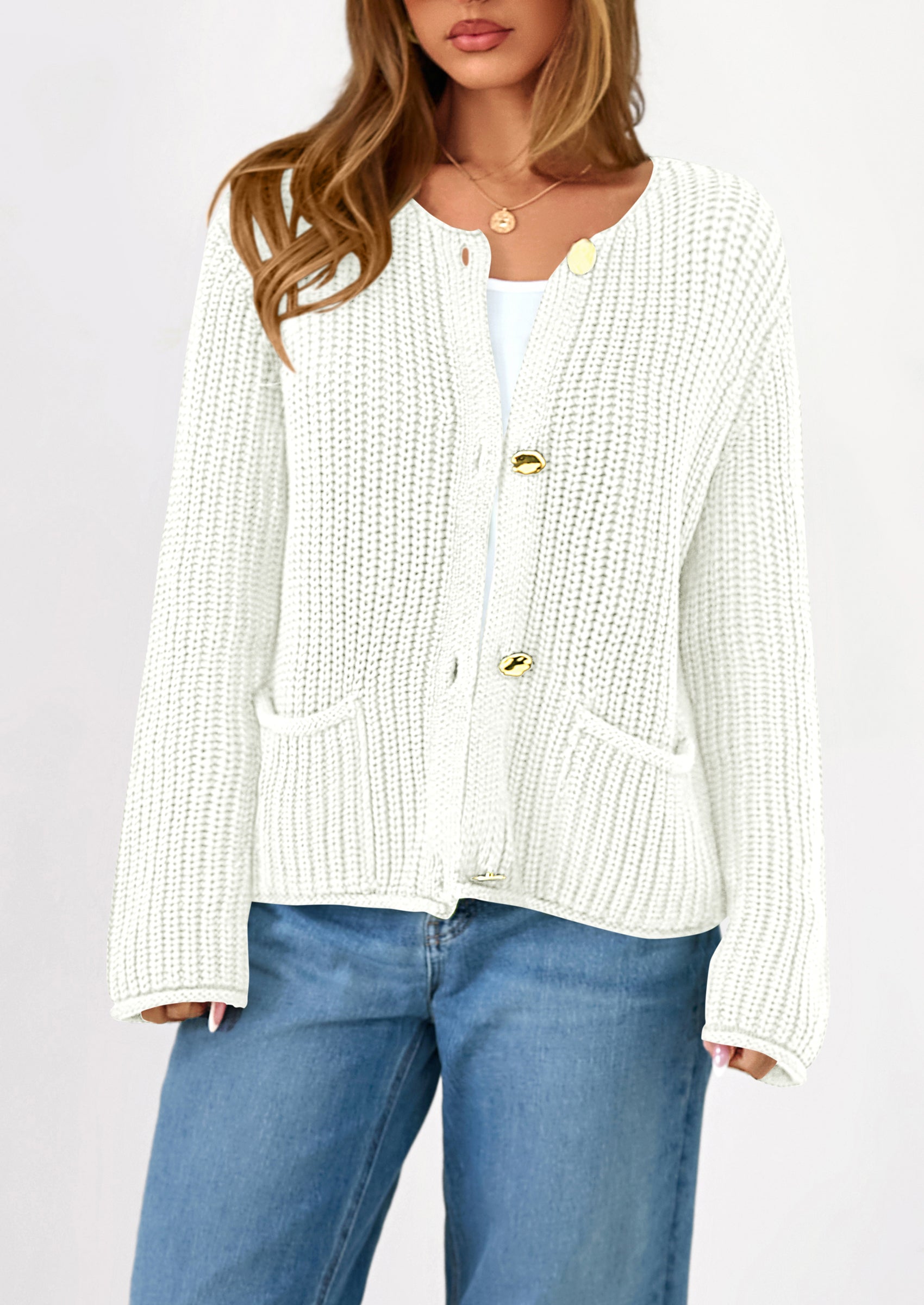 Cardigan Sweaters for Women Trendy Oversized Knit Chunky Button Cardigans Fall Winter Outfits with Pockets