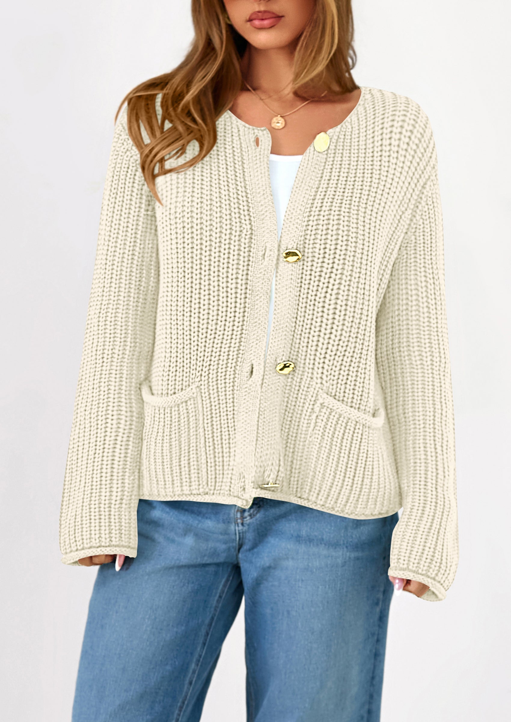 Cardigan Sweaters for Women Trendy Oversized Knit Chunky Button Cardigans Fall Winter Outfits with Pockets