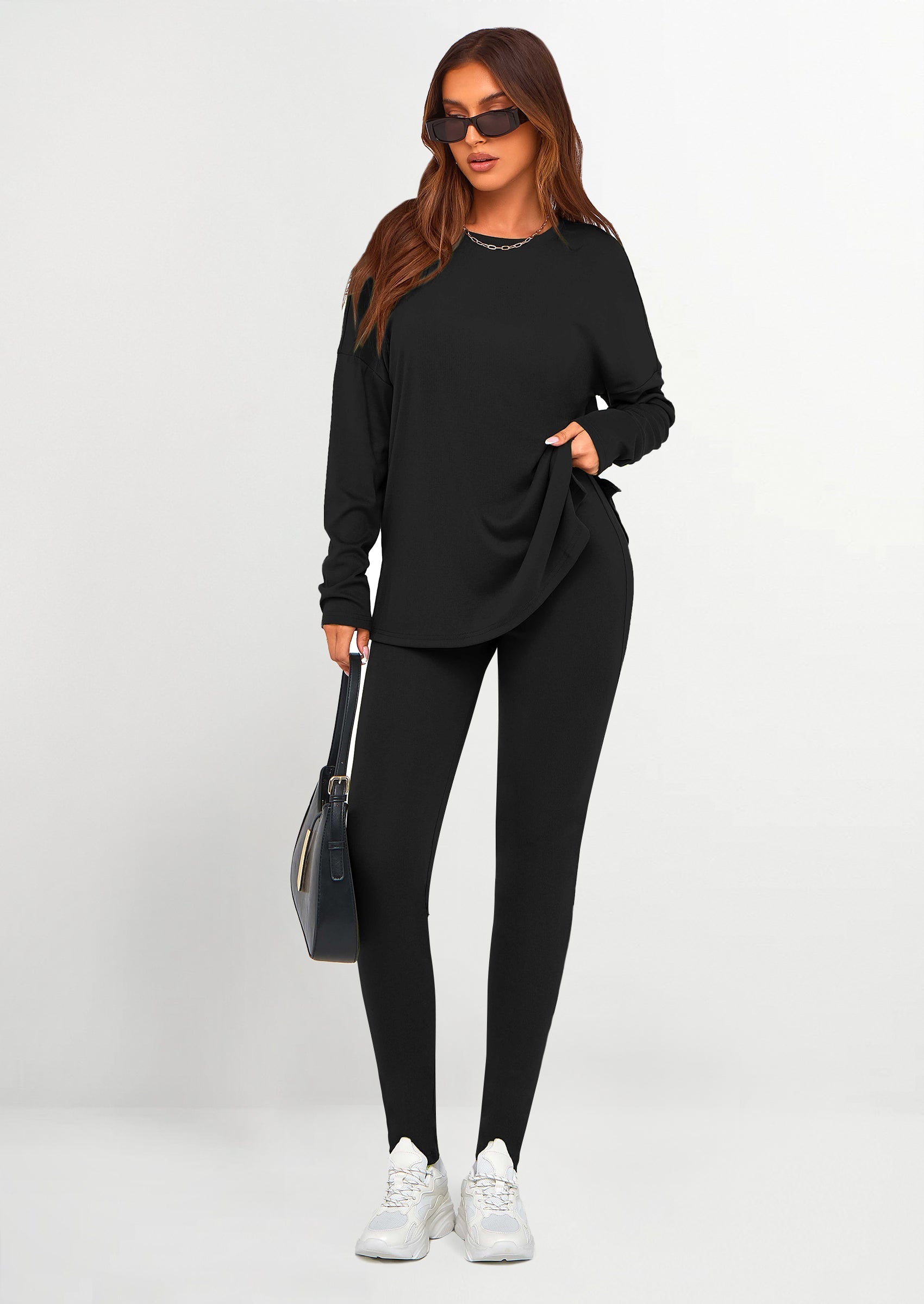 2 Piece Outfits Casual Long Sleeve Tunic Tops Legging Pants Lounge Sets Sweatsuits