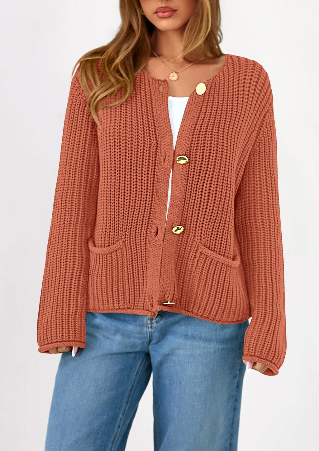 Cardigan Sweaters for Women Trendy Oversized Knit Chunky Button Cardigans Fall Winter Outfits with Pockets