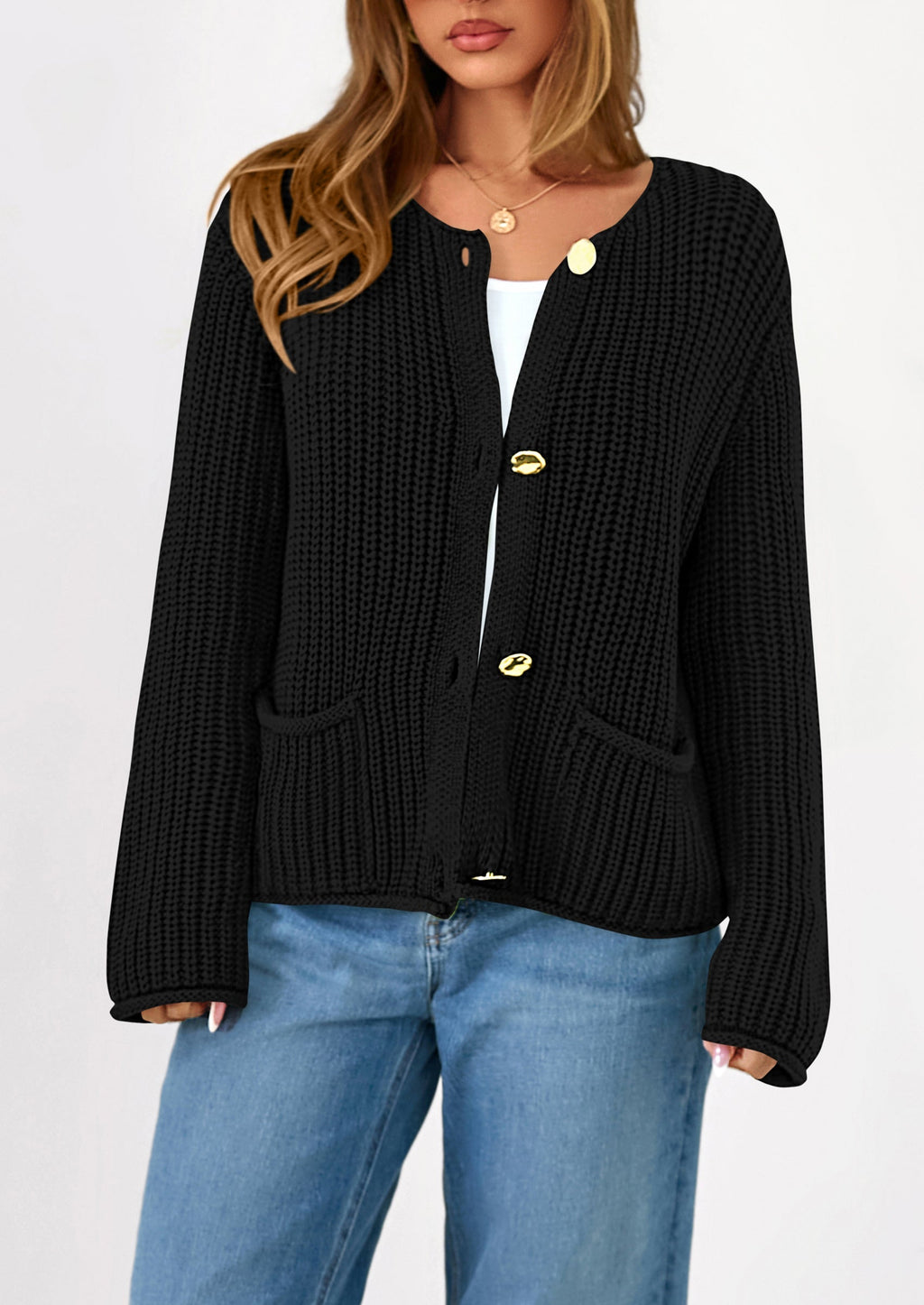Cardigan Sweaters for Women Trendy Oversized Knit Chunky Button Cardigans Fall Winter Outfits with Pockets