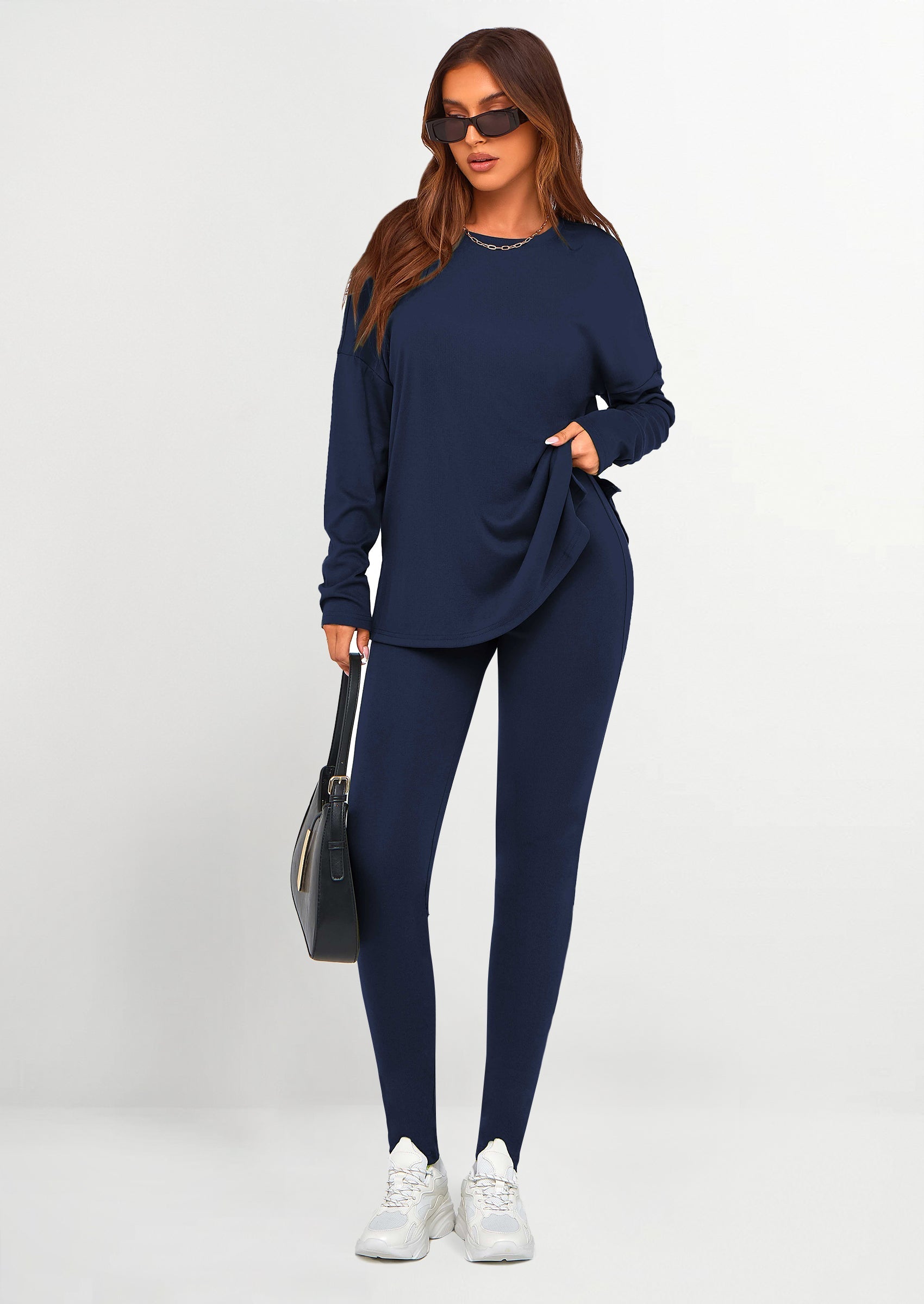 2 Piece Outfits Casual Long Sleeve Tunic Tops Legging Pants Lounge Sets Sweatsuits