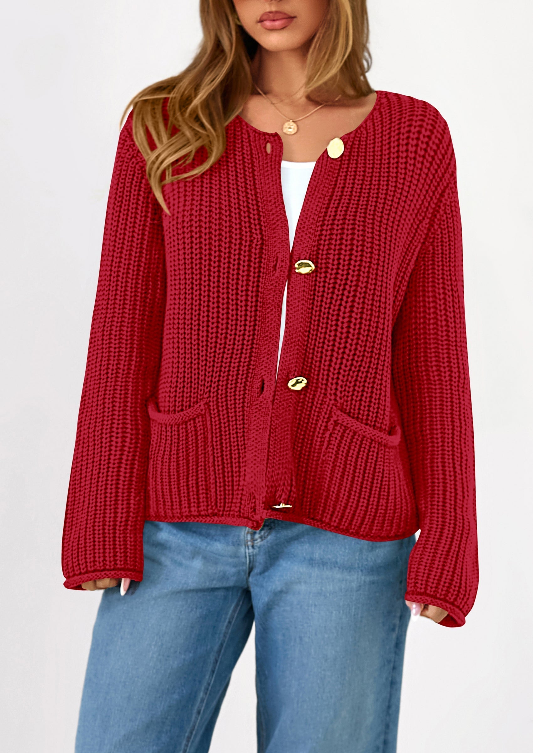 Cardigan Sweaters for Women Trendy Oversized Knit Chunky Button Cardigans Fall Winter Outfits with Pockets