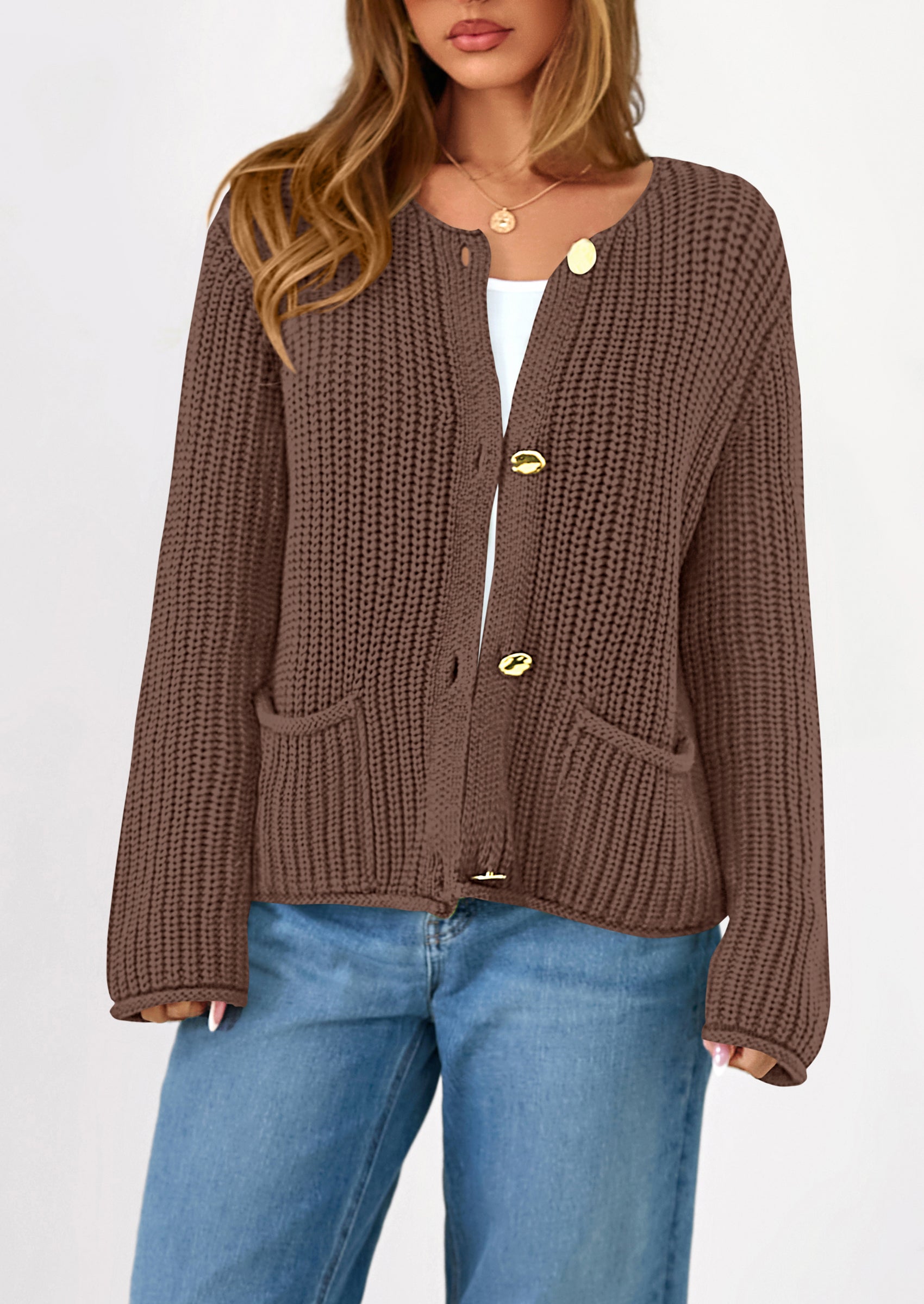 Cardigan Sweaters for Women Trendy Oversized Knit Chunky Button Cardigans Fall Winter Outfits with Pockets