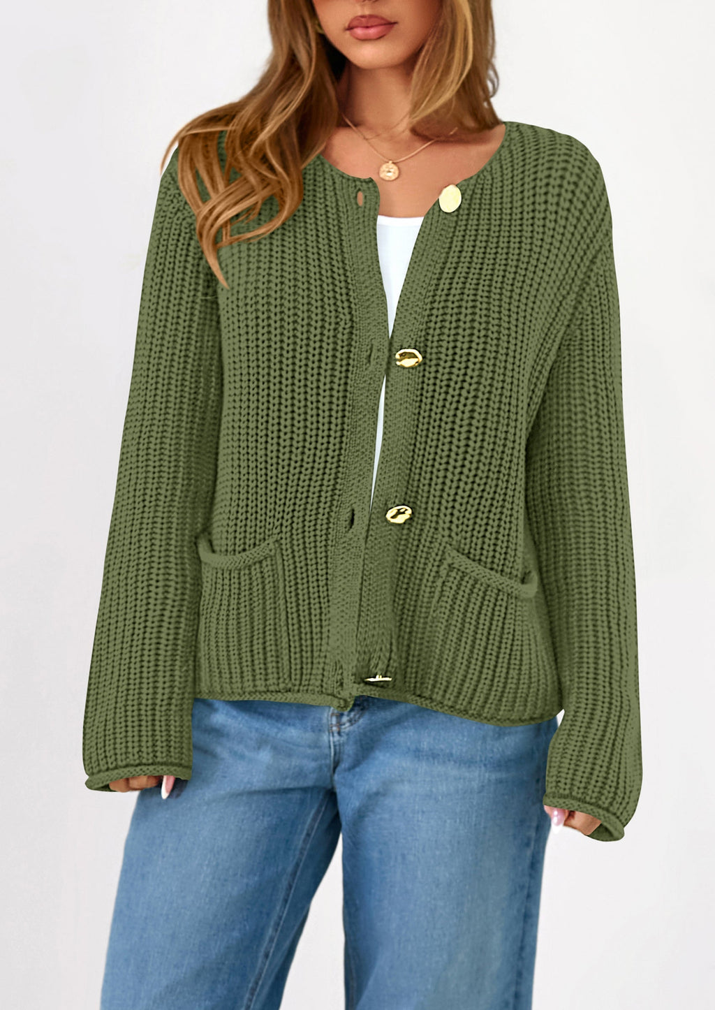 Cardigan Sweaters for Women Trendy Oversized Knit Chunky Button Cardigans Fall Winter Outfits with Pockets