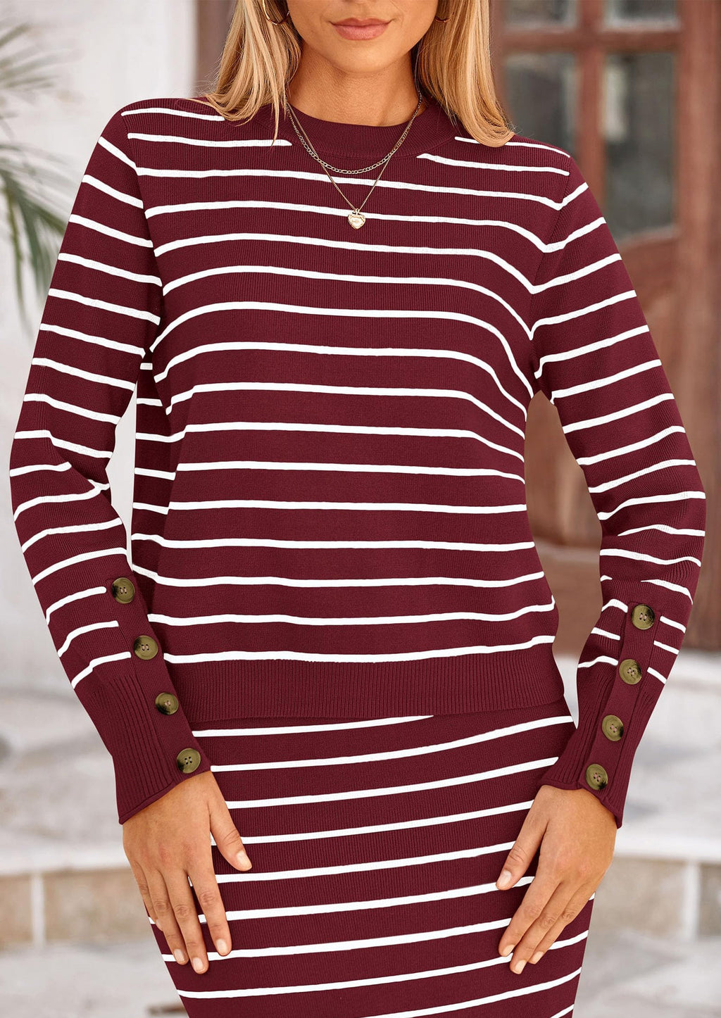 2 Piece Skirts Sets For Women Fall Fashion Striped Sweater Dress Knit Lounge Travel Outfits Winter Clothing