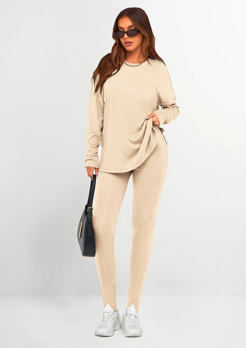 2 Piece Outfits Casual Long Sleeve Tunic Tops Legging Pants Lounge Sets Sweatsuits