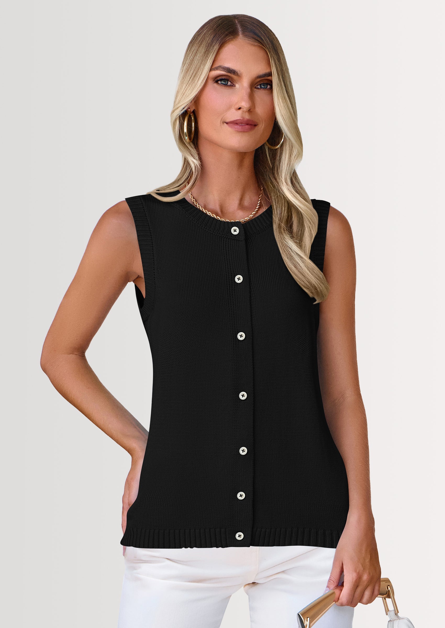 Sweater Vest Women Spring Summer Casual Lightweight Knit Sleeveless Button Down Tank Tops Trendy Clothes