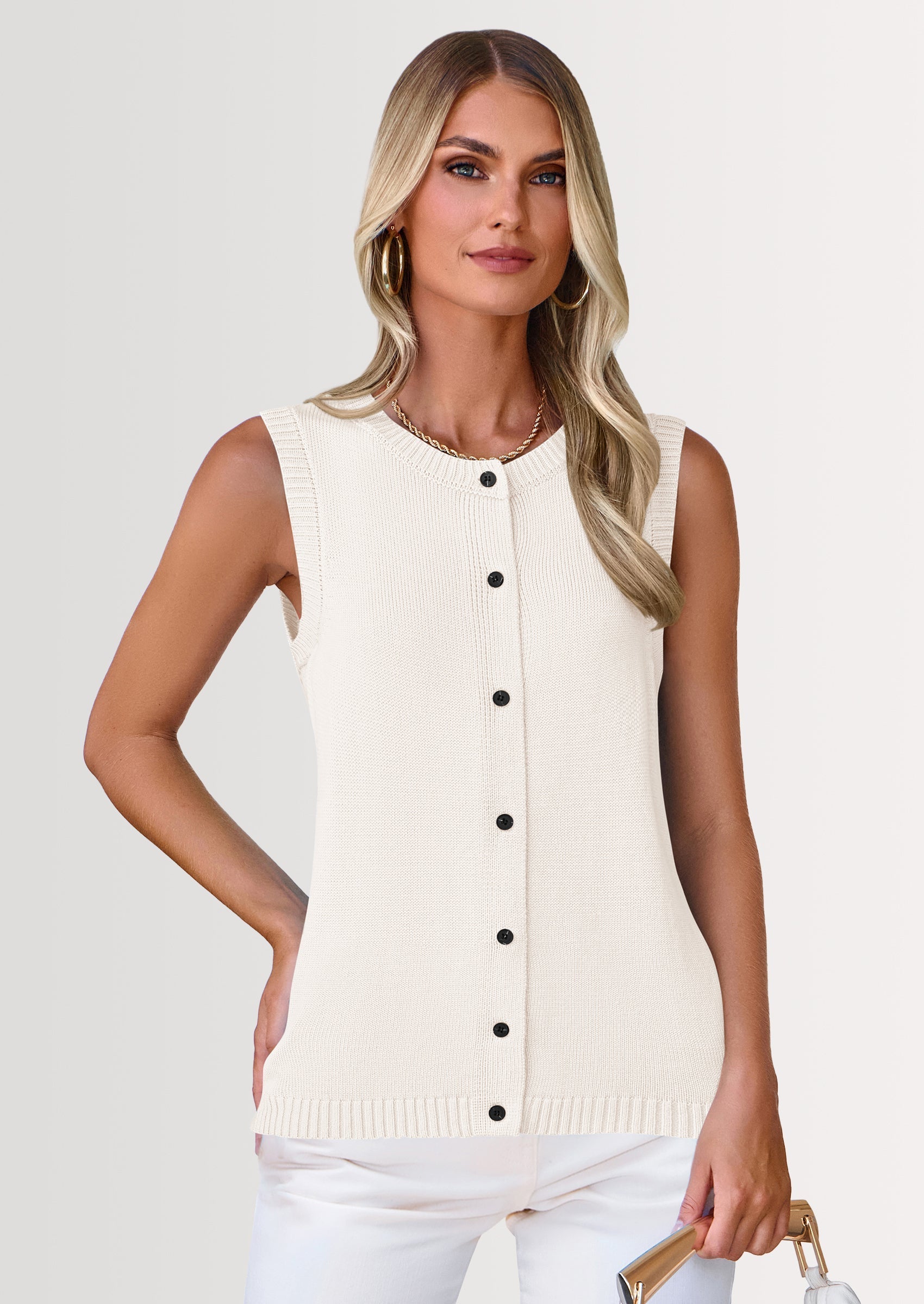 Sweater Vest Women Spring Summer Casual Lightweight Knit Sleeveless Button Down Tank Tops Trendy Clothes