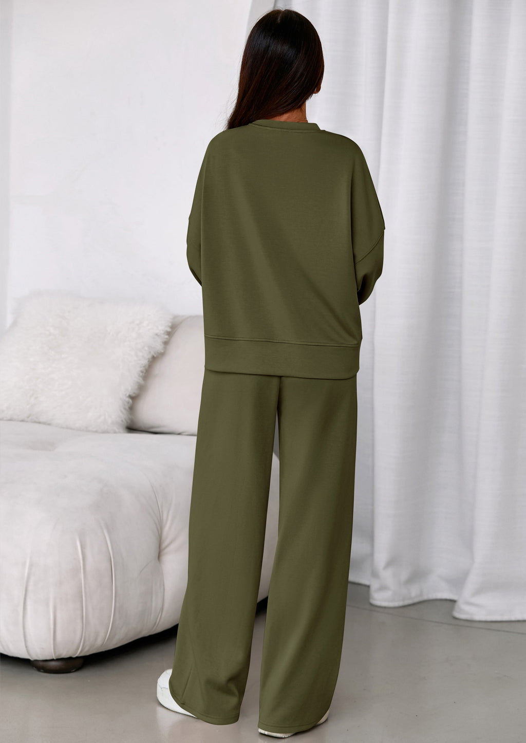 2 Piece Sets For Women Fall Trendy Long Sleeve Sweatshirt Wide Leg Pants Loungewear Set Matching Sweatsuit