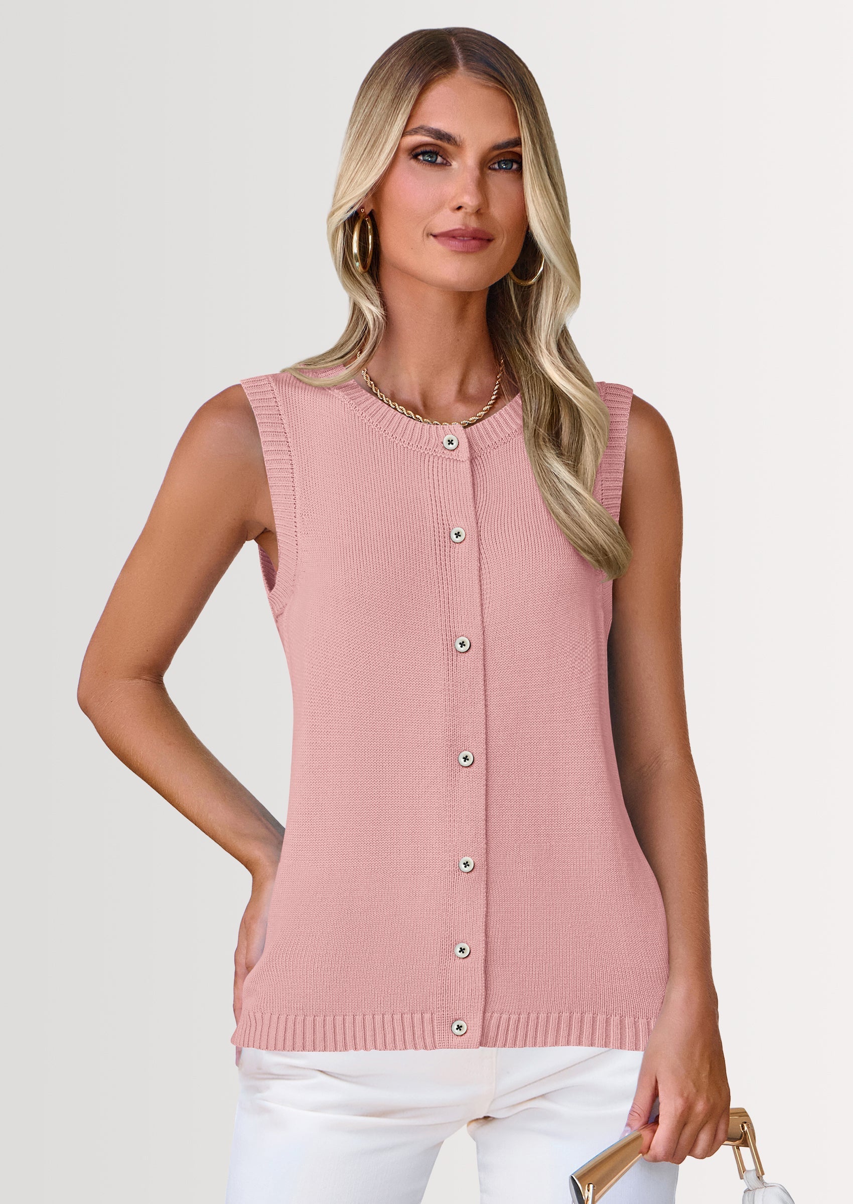 Sweater Vest Women Spring Summer Casual Lightweight Knit Sleeveless Button Down Tank Tops Trendy Clothes