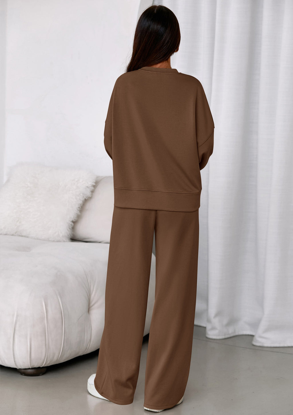 2 Piece Sets For Women Fall Trendy Long Sleeve Sweatshirt Wide Leg Pants Loungewear Set Matching Sweatsuit