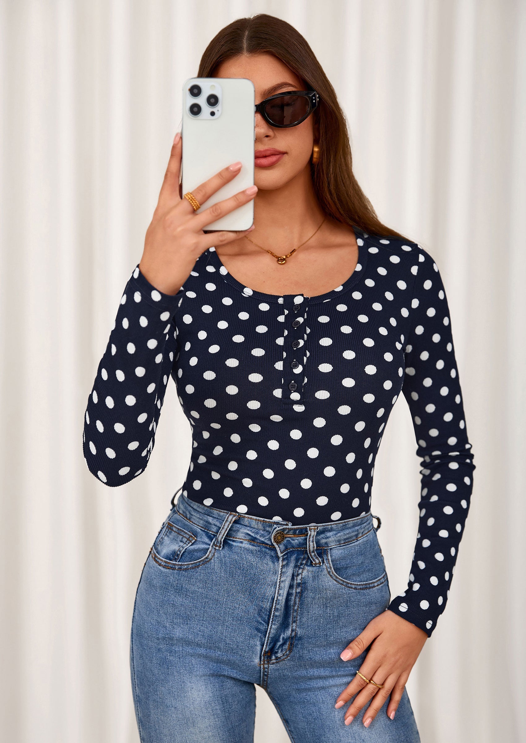 Women's Fall Long Sleeve Henley T Shirts Button Ribbed Knit Slim Fit Basic Tops Blouse Casual Outfits