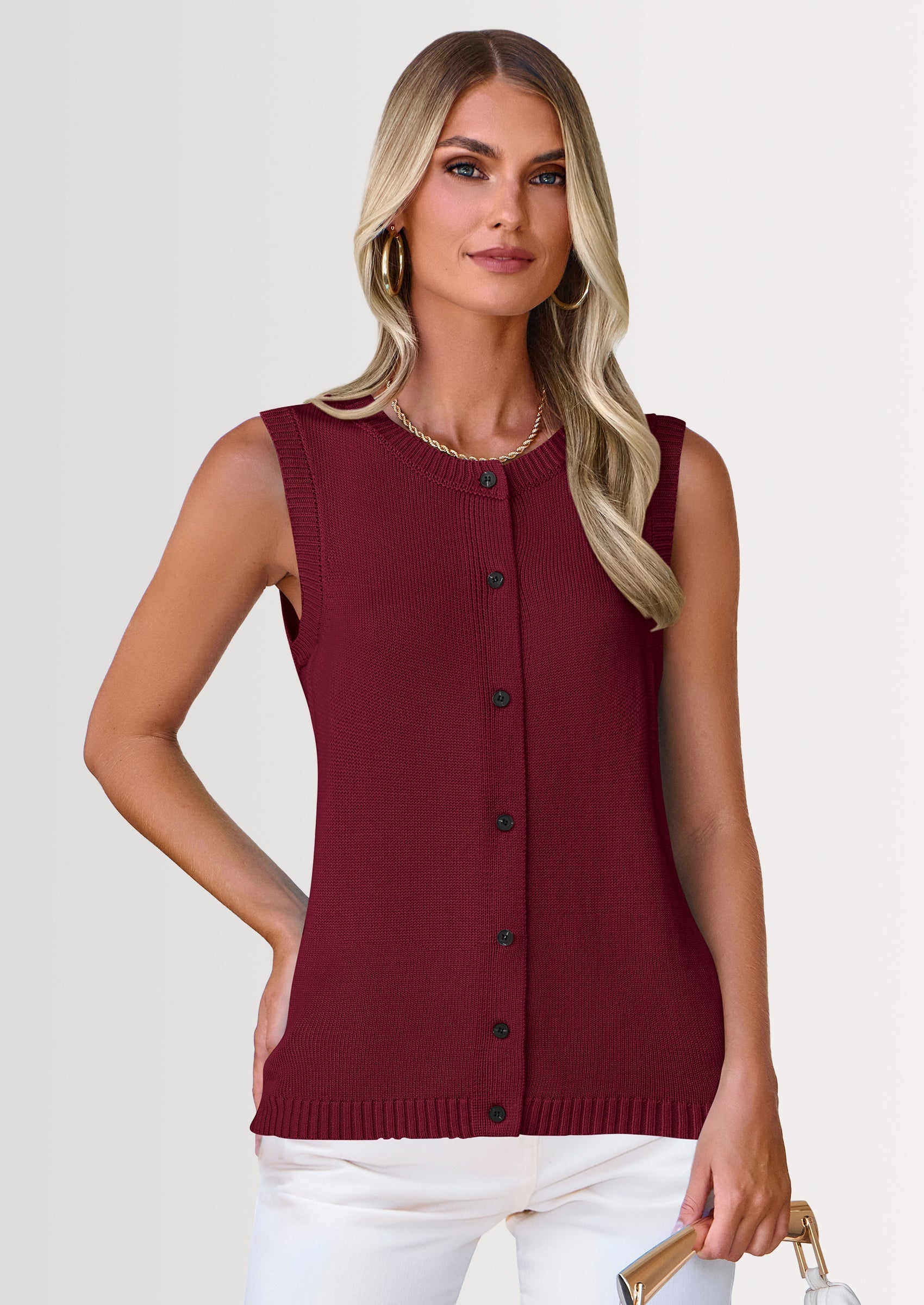 Sweater Vest Women Spring Summer Casual Lightweight Knit Sleeveless Button Down Tank Tops Trendy Clothes