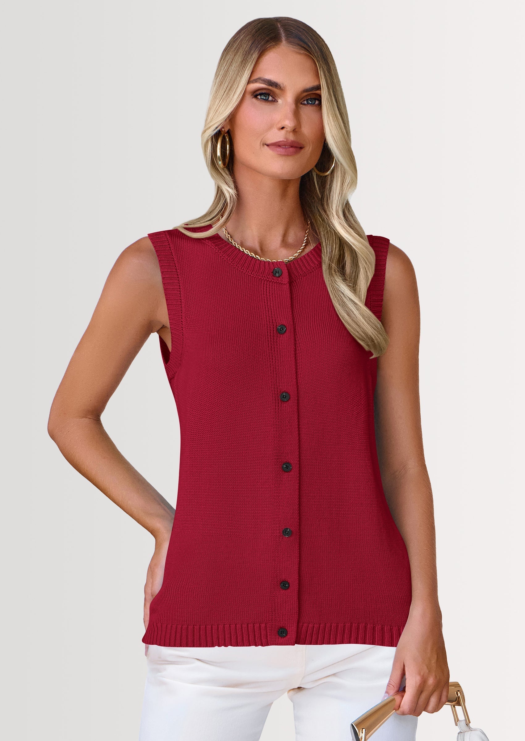 Sweater Vest Women Spring Summer Casual Lightweight Knit Sleeveless Button Down Tank Tops Trendy Clothes