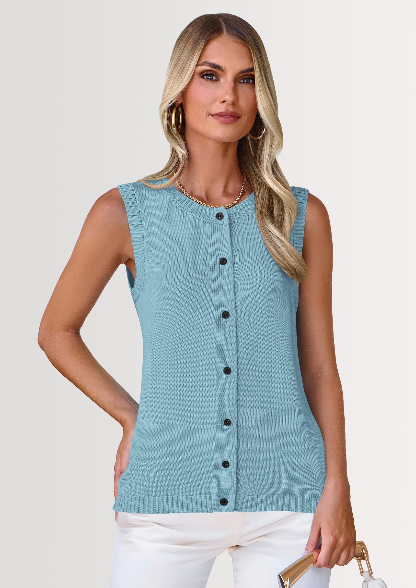 Sweater Vest Women Spring Summer Casual Lightweight Knit Sleeveless Button Down Tank Tops Trendy Clothes