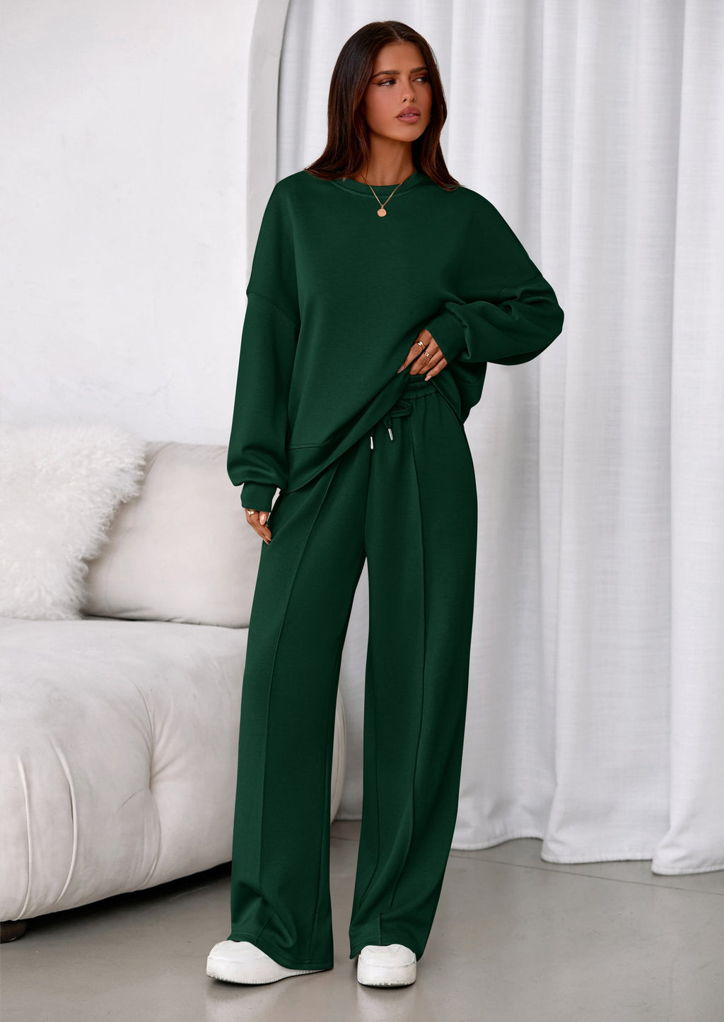 2 Piece Sets For Women Fall Trendy Long Sleeve Sweatshirt Wide Leg Pants Loungewear Set Matching Sweatsuit