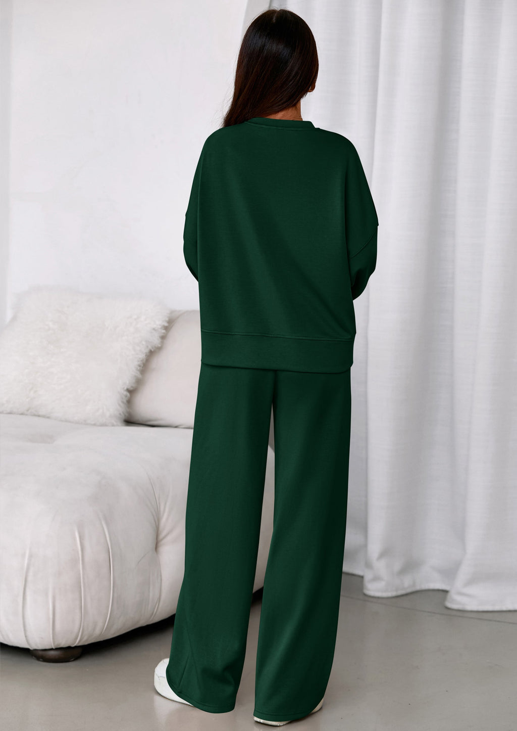 2 Piece Sets For Women Fall Trendy Long Sleeve Sweatshirt Wide Leg Pants Loungewear Set Matching Sweatsuit