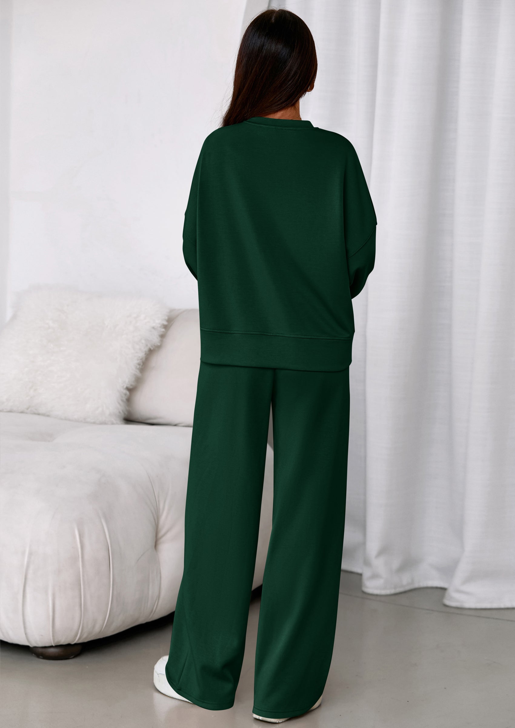 2 Piece Sets For Women Fall Trendy Long Sleeve Sweatshirt Wide Leg Pants Loungewear Set Matching Sweatsuit