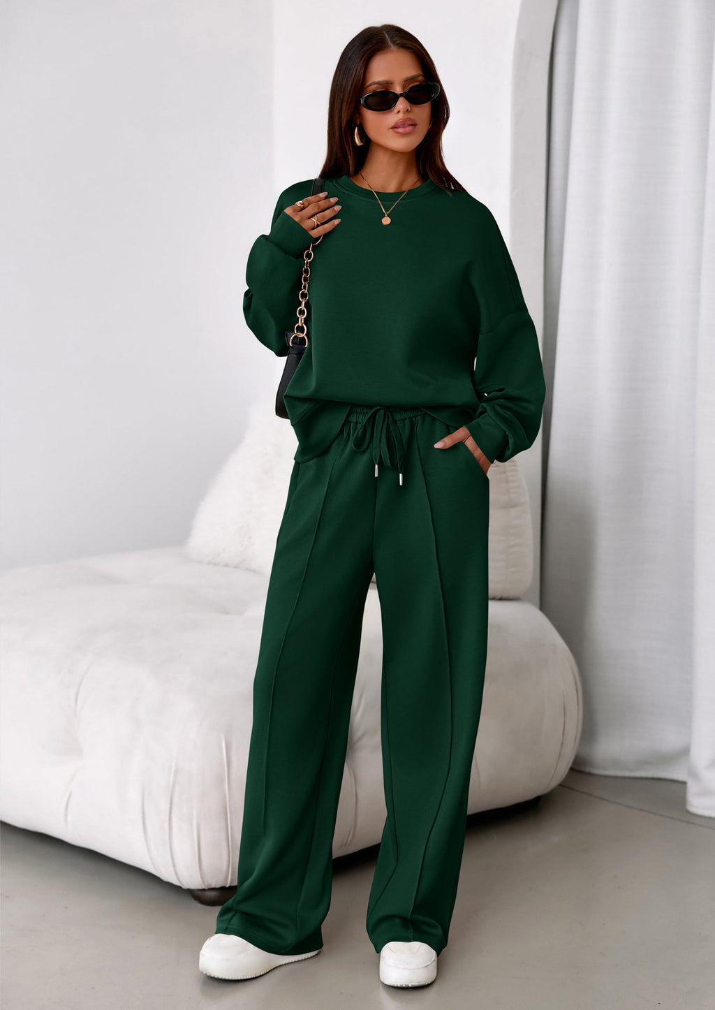 2 Piece Sets For Women Fall Trendy Long Sleeve Sweatshirt Wide Leg Pants Loungewear Set Matching Sweatsuit