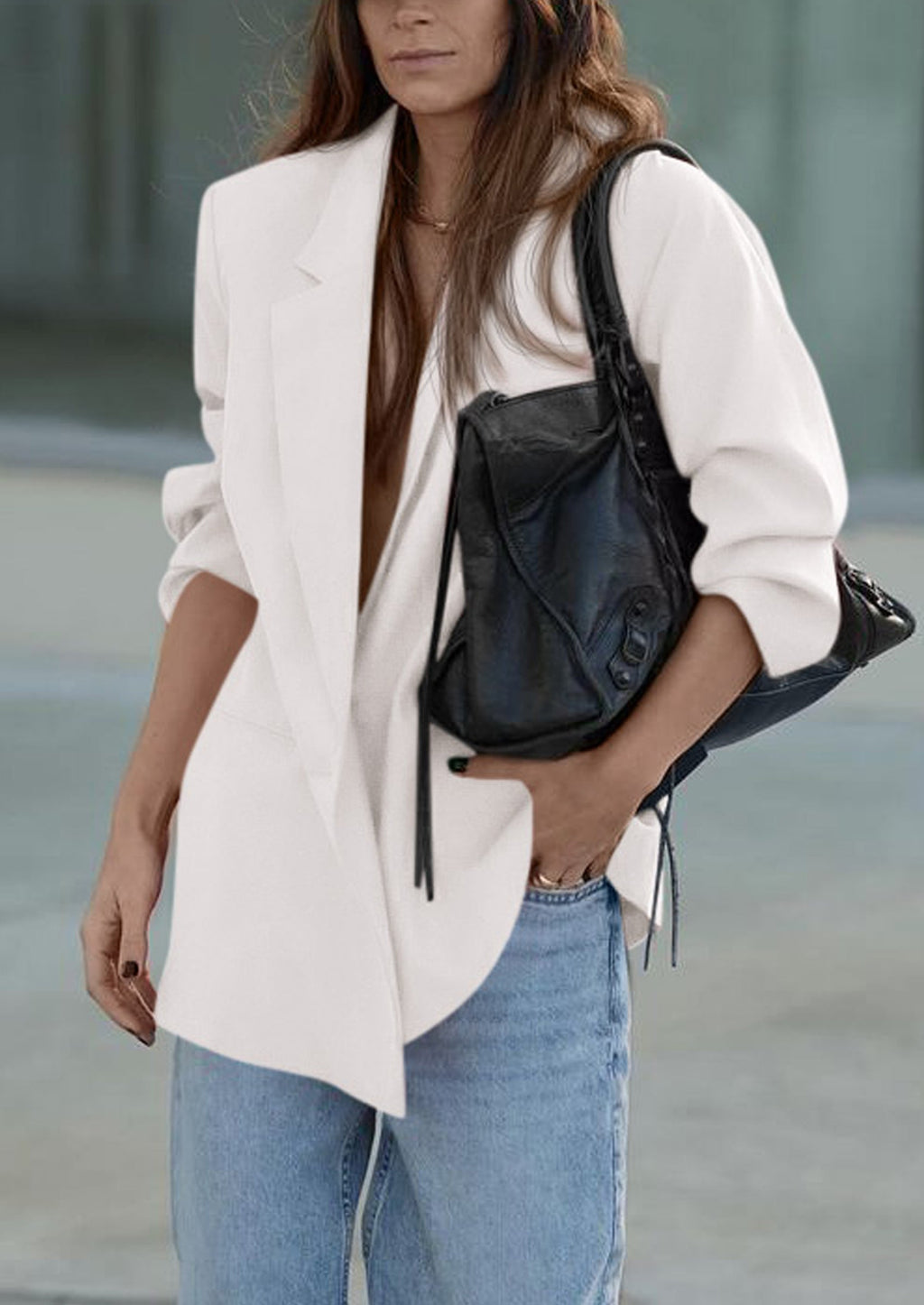 Fall Blazers for Women Business Casual Long Sleeve Lapel Pockets Dressy Suit Jackets Work Office Clothes