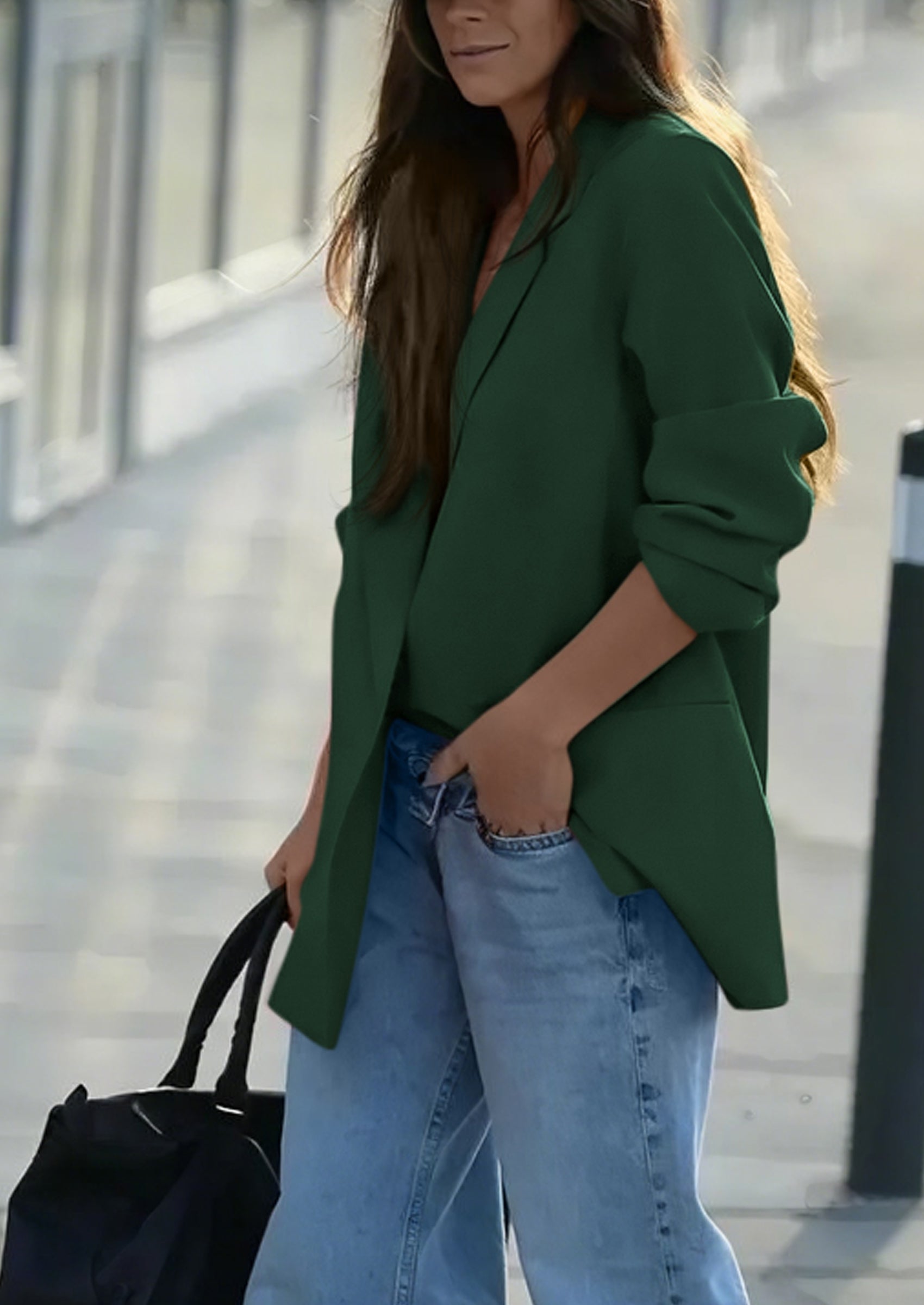 Fall Blazers for Women Business Casual Long Sleeve Lapel Pockets Dressy Suit Jackets Work Office Clothes