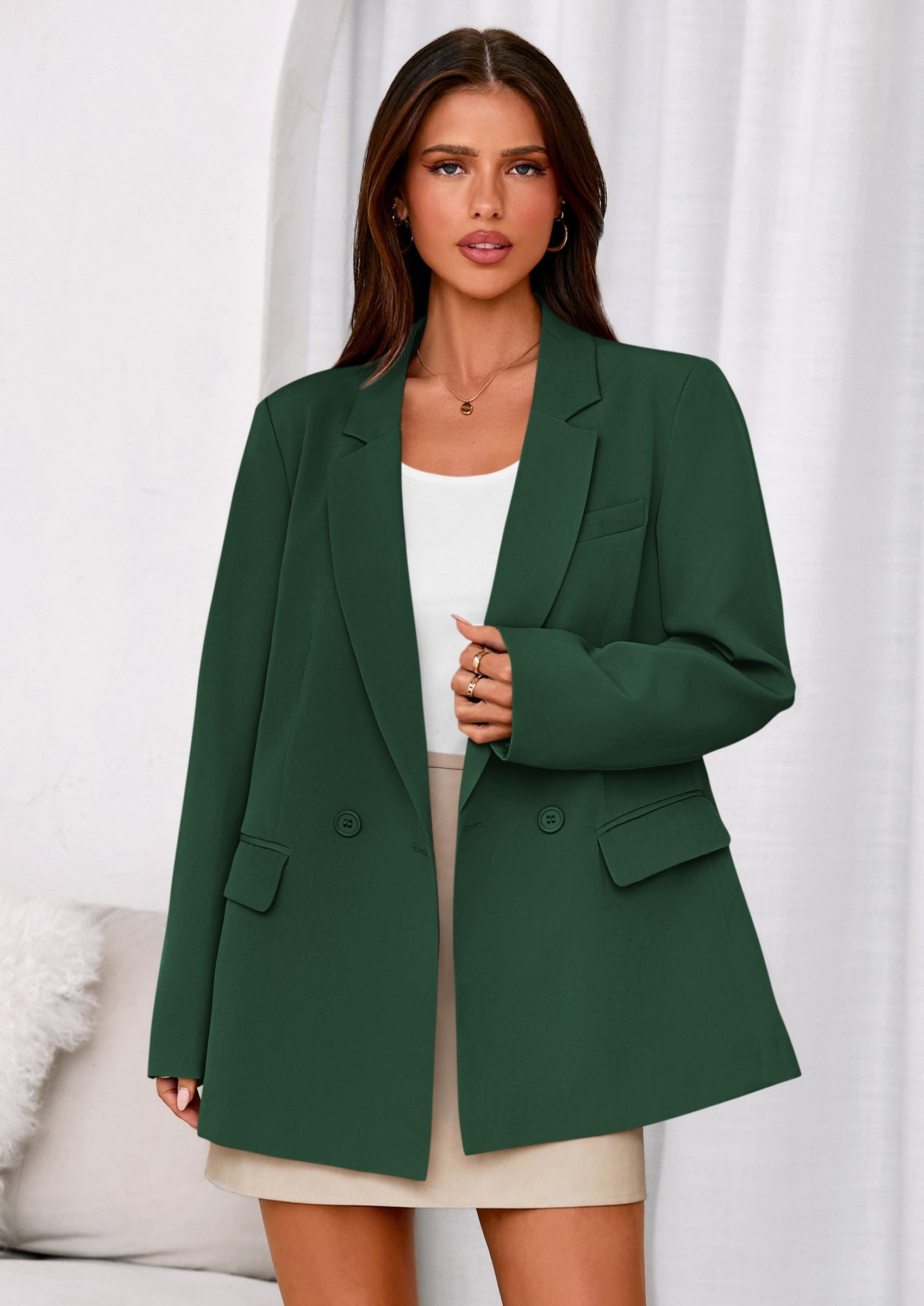 Fall Blazers for Women Business Casual Long Sleeve Lapel Pockets Dressy Suit Jackets Work Office Clothes
