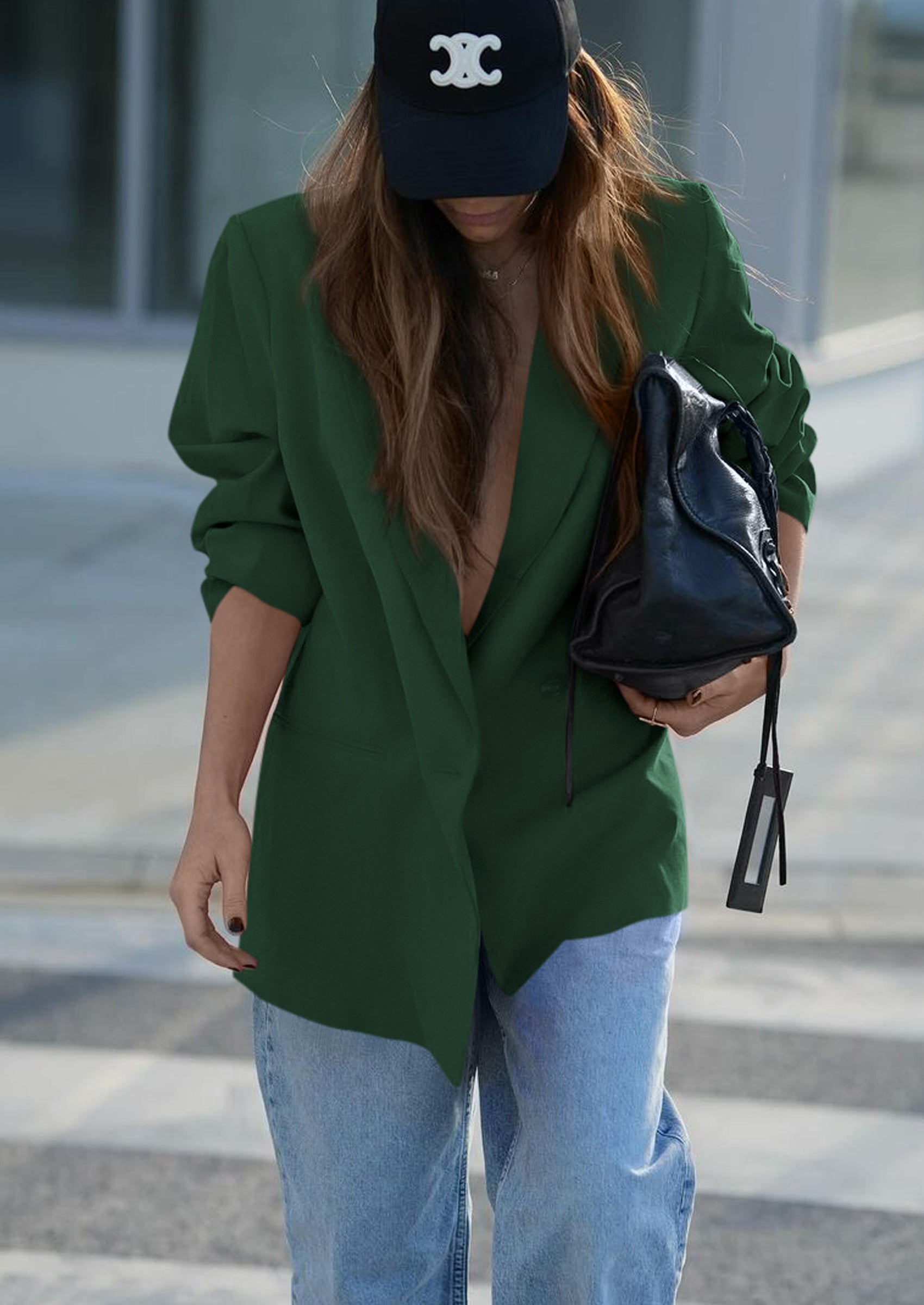 Fall Blazers for Women Business Casual Long Sleeve Lapel Pockets Dressy Suit Jackets Work Office Clothes