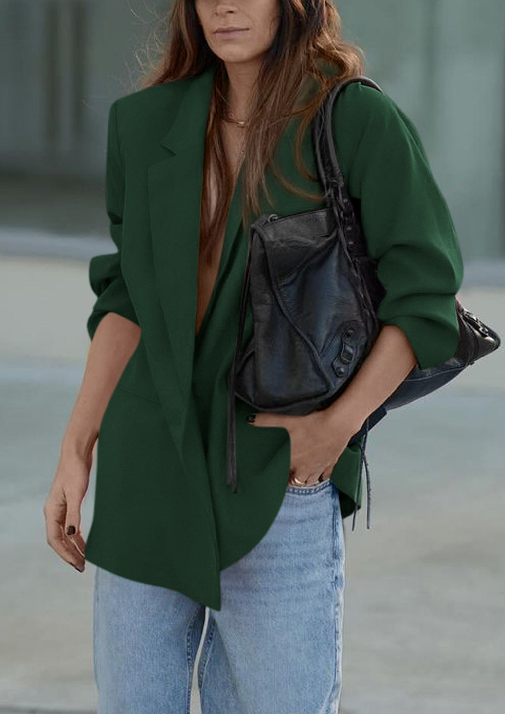 Fall Blazers for Women Business Casual Long Sleeve Lapel Pockets Dressy Suit Jackets Work Office Clothes