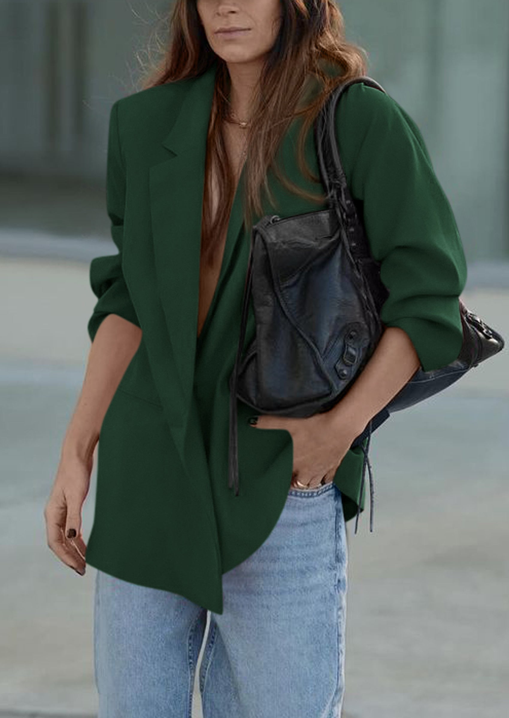 Fall Blazers for Women Business Casual Long Sleeve Lapel Pockets Dressy Suit Jackets Work Office Clothes