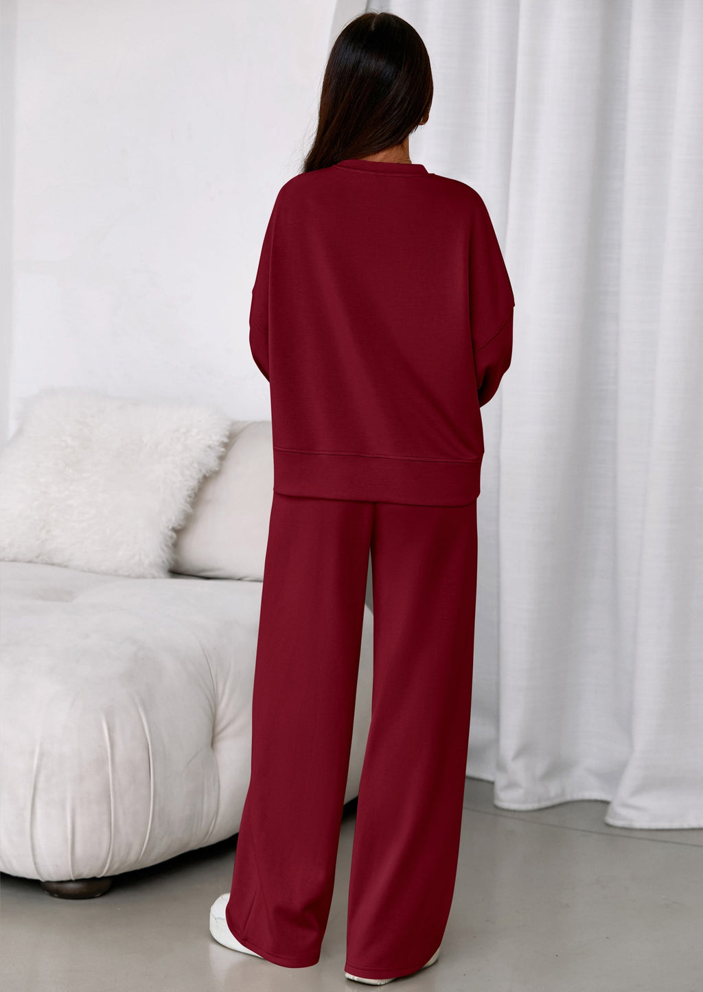 2 Piece Sets For Women Fall Trendy Long Sleeve Sweatshirt Wide Leg Pants Loungewear Set Matching Sweatsuit