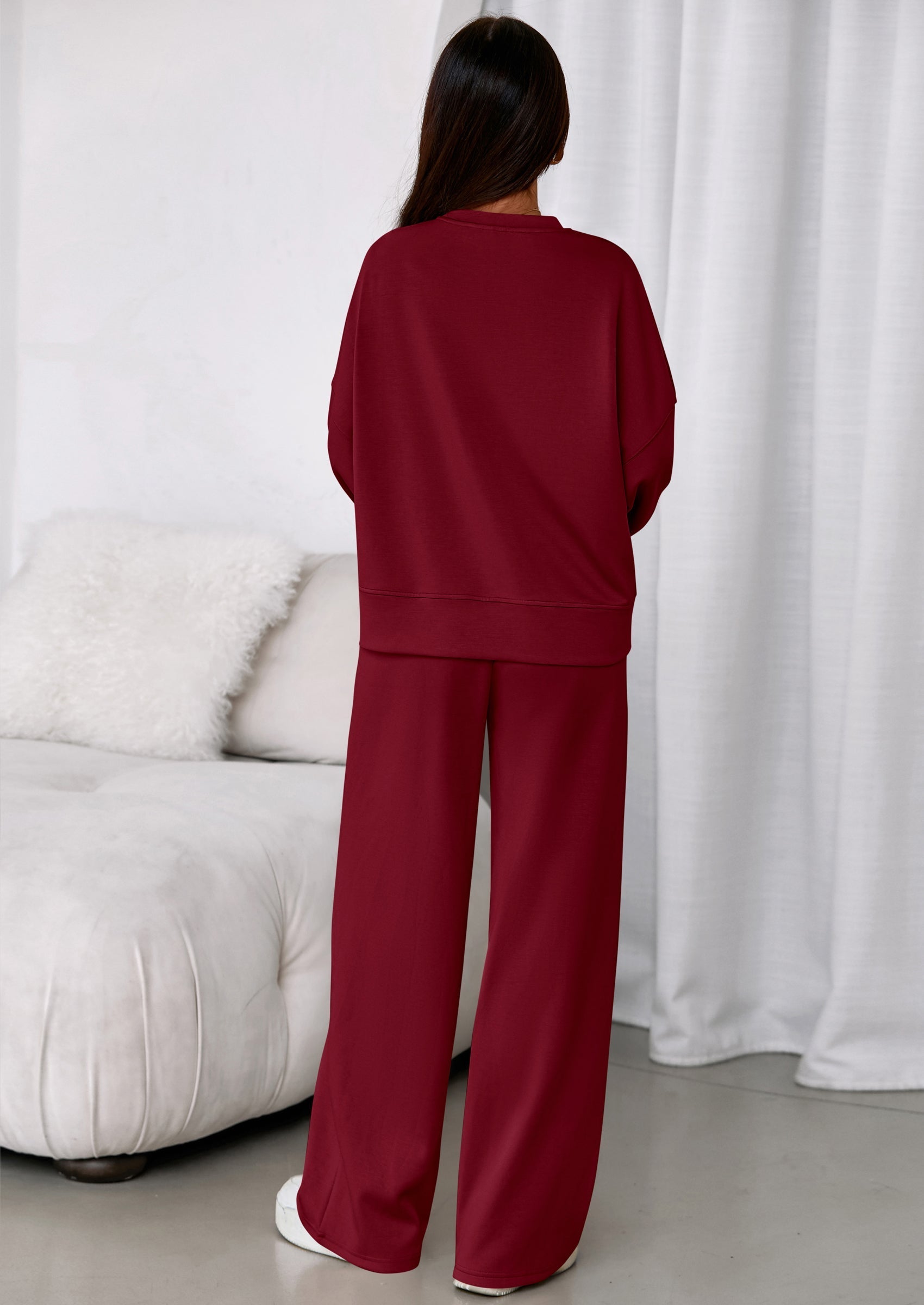 2 Piece Sets For Women Fall Trendy Long Sleeve Sweatshirt Wide Leg Pants Loungewear Set Matching Sweatsuit