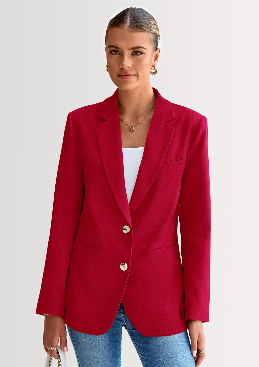 Blazers for Women Business Casual Long Sleeve Lapel Open Front Suit Jacket Work Blazer with Pockets