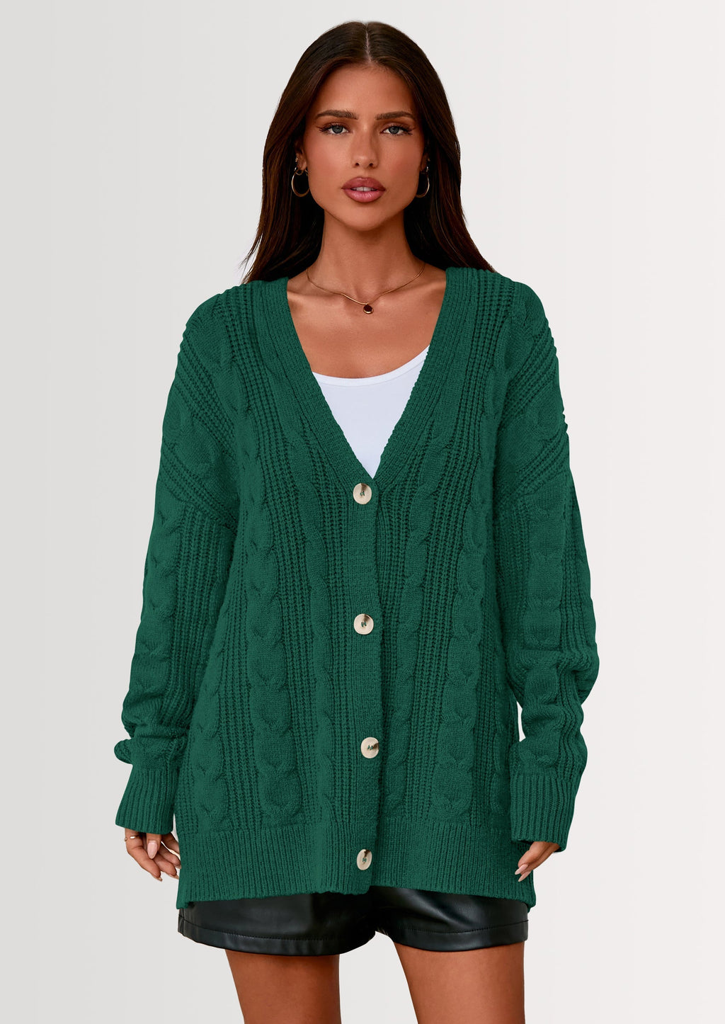 Women's Cable Knit Sweaters Fall Oversized Chunky Open Front Long Sleeve Cardigan Winter Coats