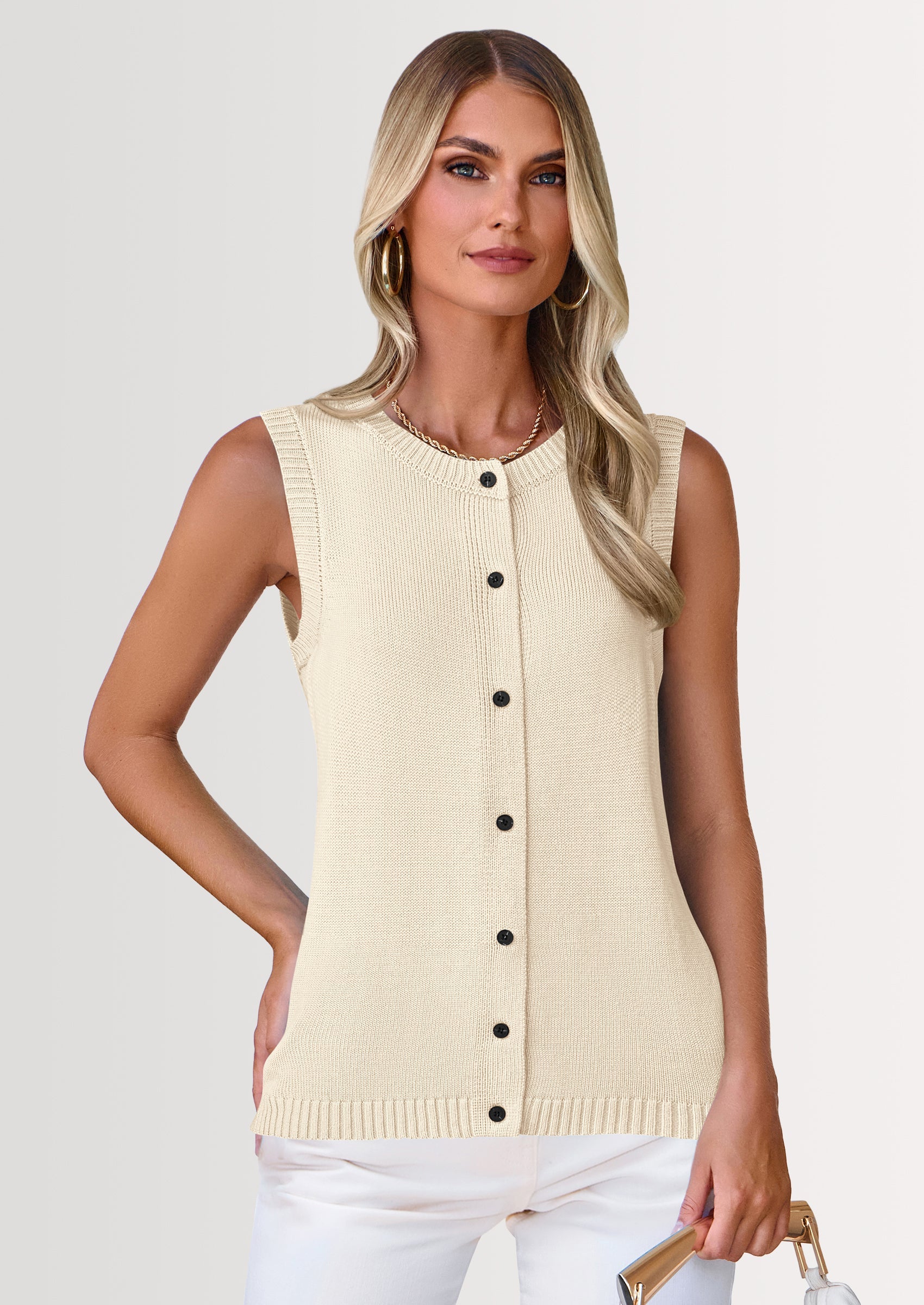 Sweater Vest Women Spring Summer Casual Lightweight Knit Sleeveless Button Down Tank Tops Trendy Clothes