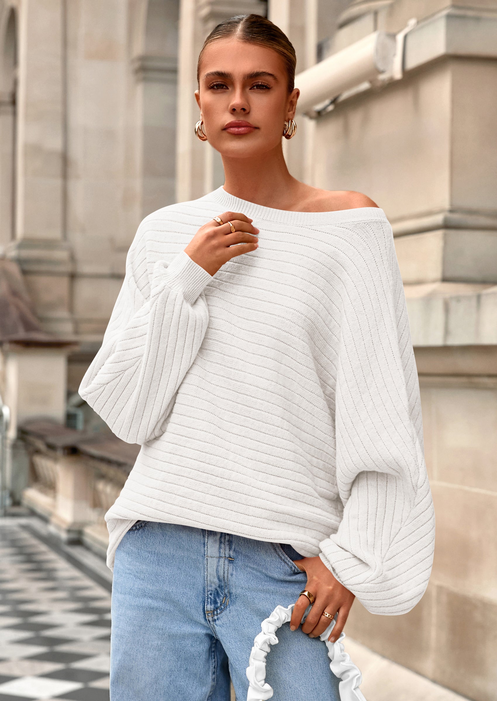 Fall Sweaters for Women Oversized Boat Neck Pullover Long Sleeve Knit Tops Cozy Winter Fashion Clothing