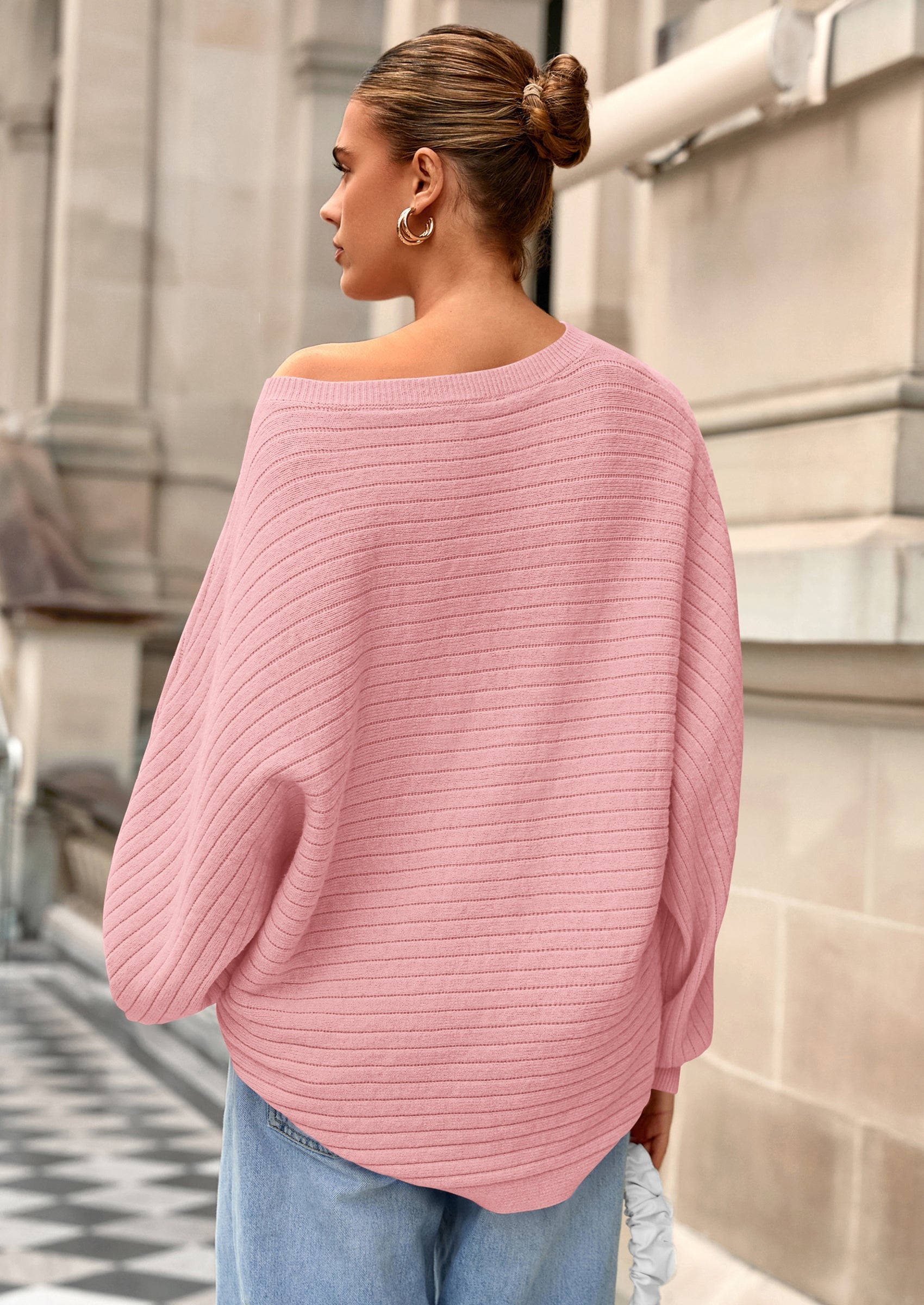 Fall Sweaters for Women Oversized Boat Neck Pullover Long Sleeve Knit Tops Cozy Winter Fashion Clothing