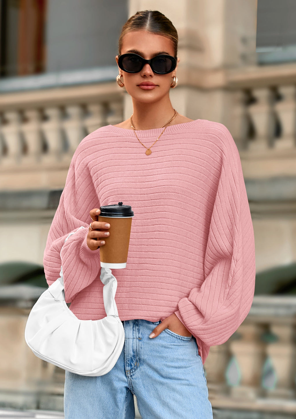 Fall Sweaters for Women Oversized Boat Neck Pullover Long Sleeve Knit Tops Cozy Winter Fashion Clothing