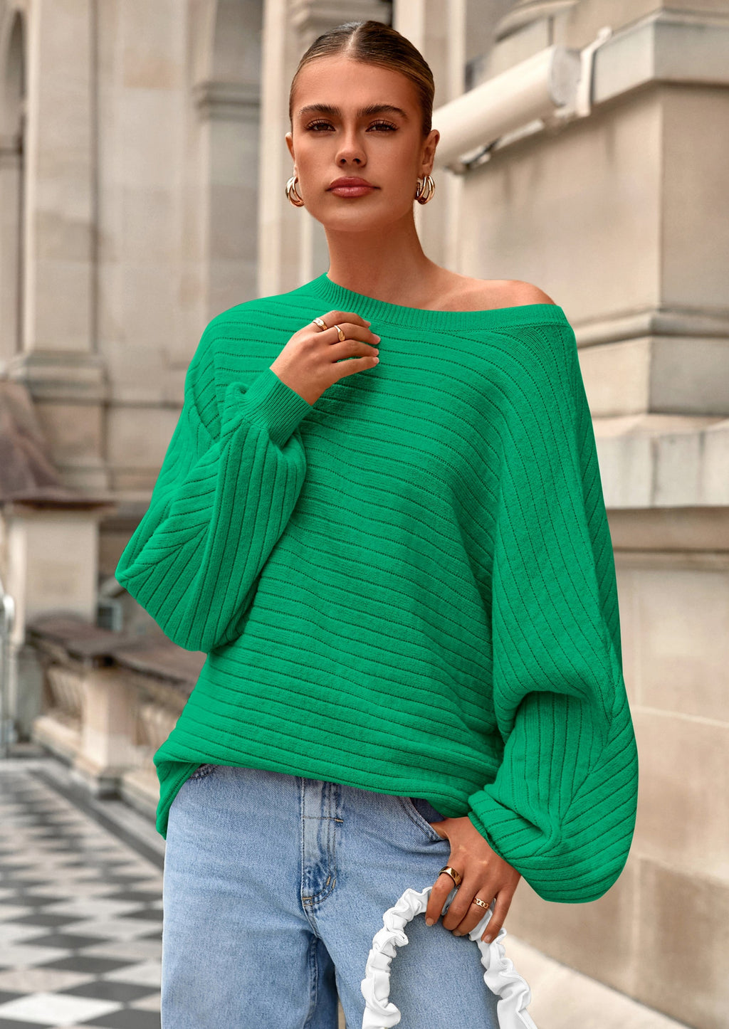 Fall Sweaters for Women Oversized Boat Neck Pullover Long Sleeve Knit Tops Cozy Winter Fashion Clothing