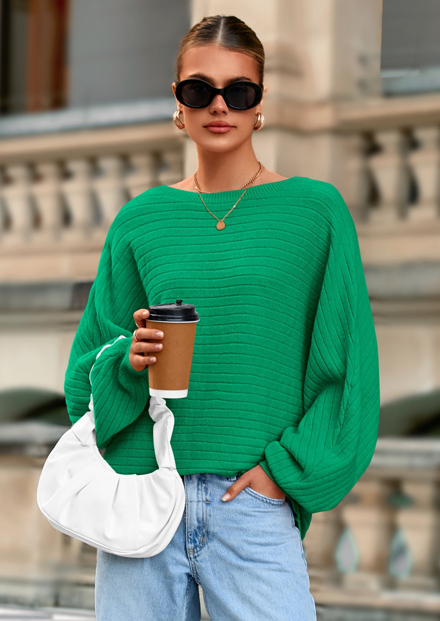 Fall Sweaters for Women Oversized Boat Neck Pullover Long Sleeve Knit Tops Cozy Winter Fashion Clothing
