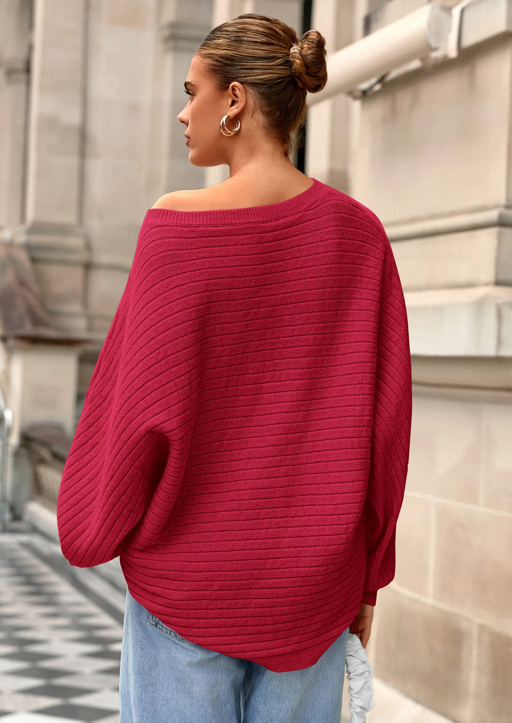 Fall Sweaters for Women Oversized Boat Neck Pullover Long Sleeve Knit Tops Cozy Winter Fashion Clothing