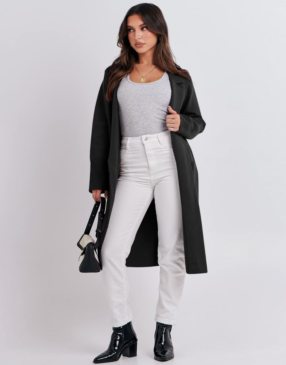 Cardigan for Women Oversized Open Front Sweater Coat Long Sleeve Lapel Blazer Jacket Fall Outwear Coatigan