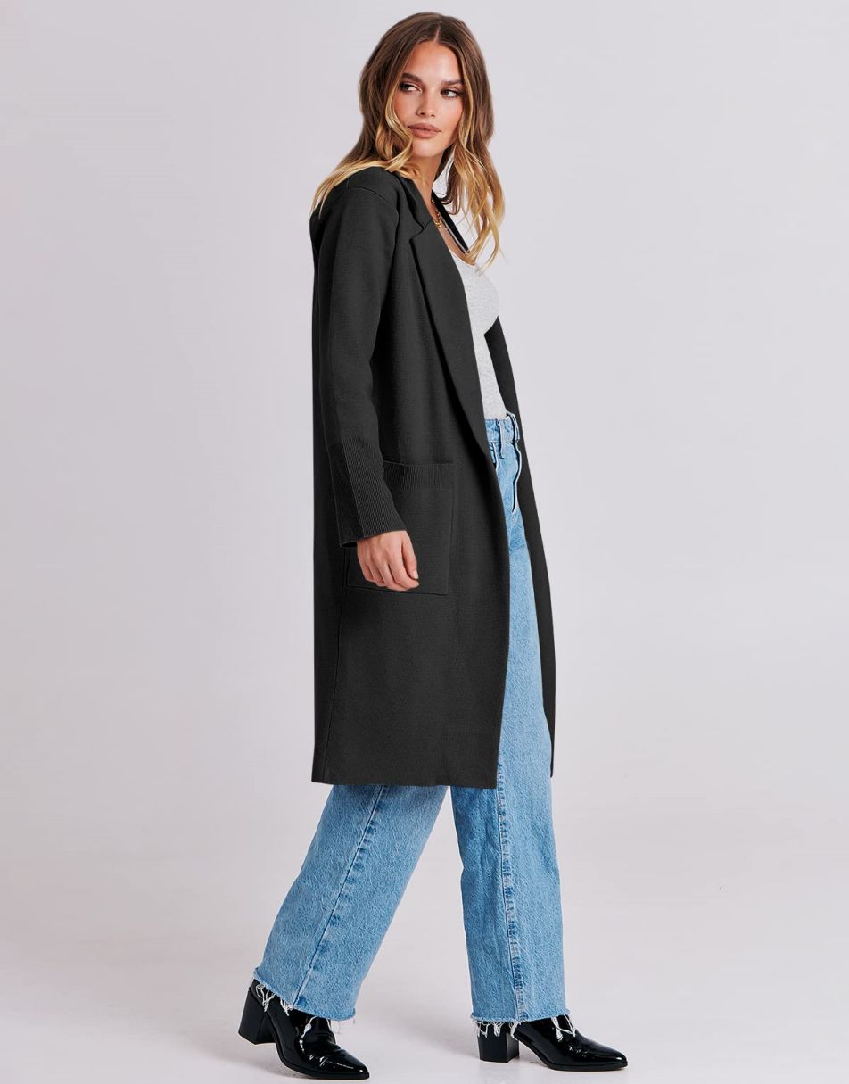 Cardigan for Women Oversized Open Front Sweater Coat Long Sleeve Lapel Blazer Jacket Fall Outwear Coatigan