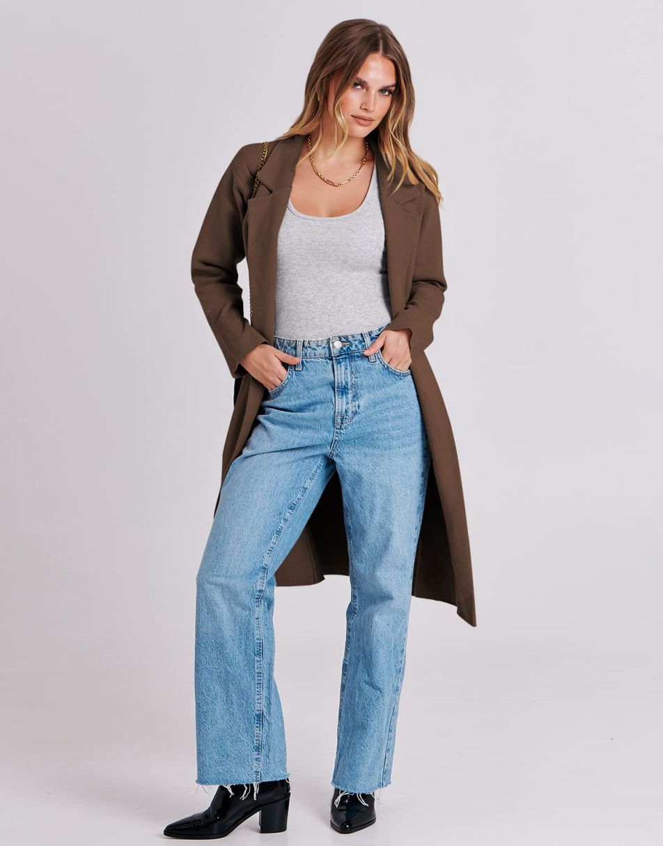 Cardigan for Women Oversized Open Front Sweater Coat Long Sleeve Lapel Blazer Jacket Fall Outwear Coatigan