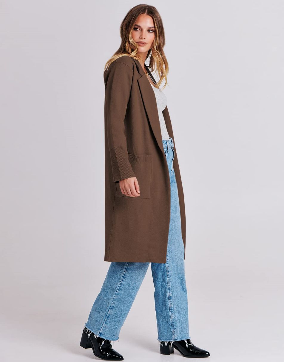 Cardigan for Women Oversized Open Front Sweater Coat Long Sleeve Lapel Blazer Jacket Fall Outwear Coatigan