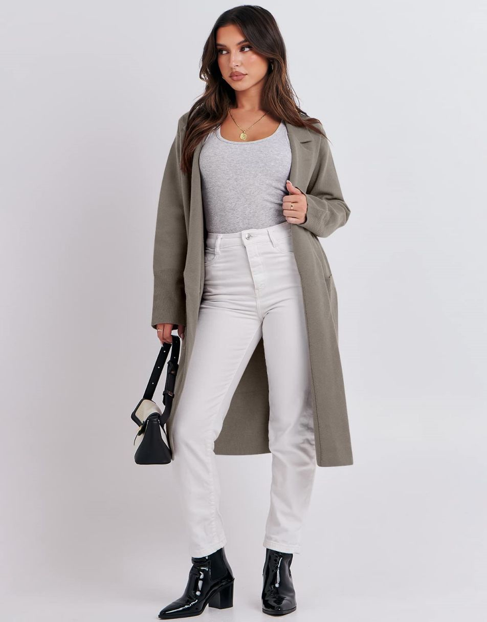 Cardigan for Women Oversized Open Front Sweater Coat Long Sleeve Lapel Blazer Jacket Fall Outwear Coatigan