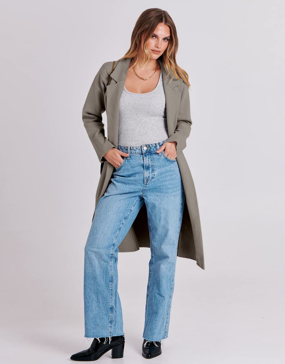 Cardigan for Women Oversized Open Front Sweater Coat Long Sleeve Lapel Blazer Jacket Fall Outwear Coatigan