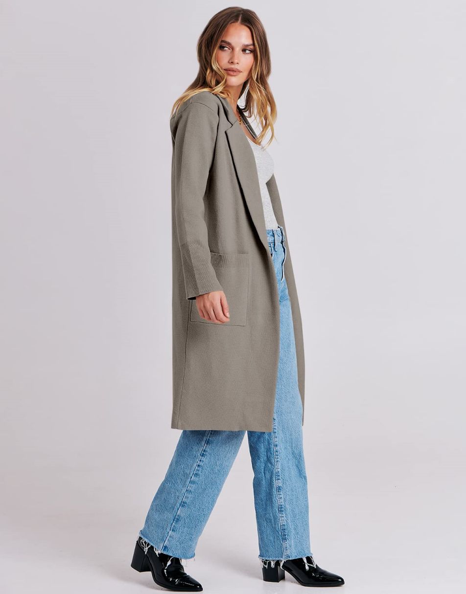 Cardigan for Women Oversized Open Front Sweater Coat Long Sleeve Lapel Blazer Jacket Fall Outwear Coatigan