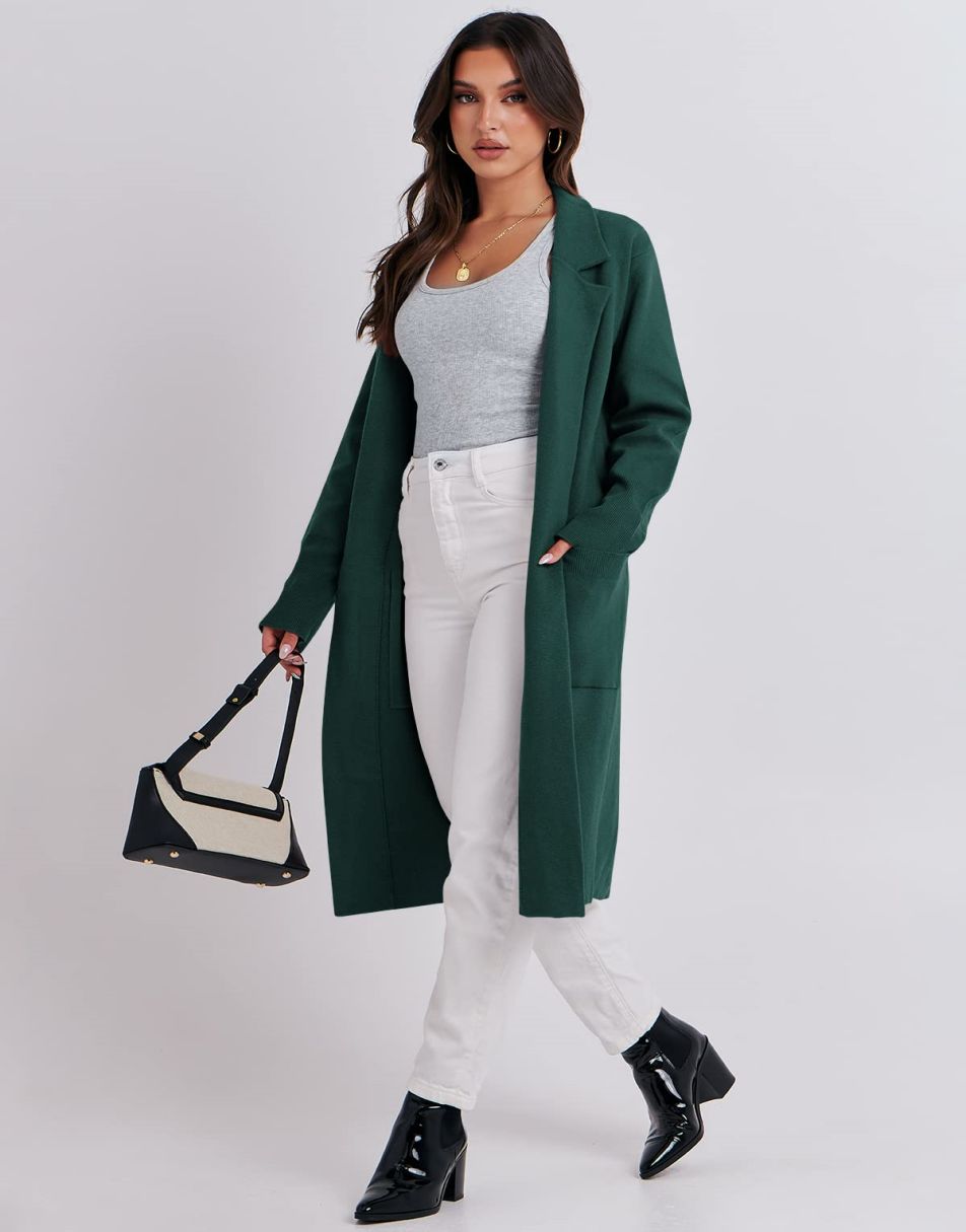 Cardigan for Women Oversized Open Front Sweater Coat Long Sleeve Lapel Blazer Jacket Fall Outwear Coatigan